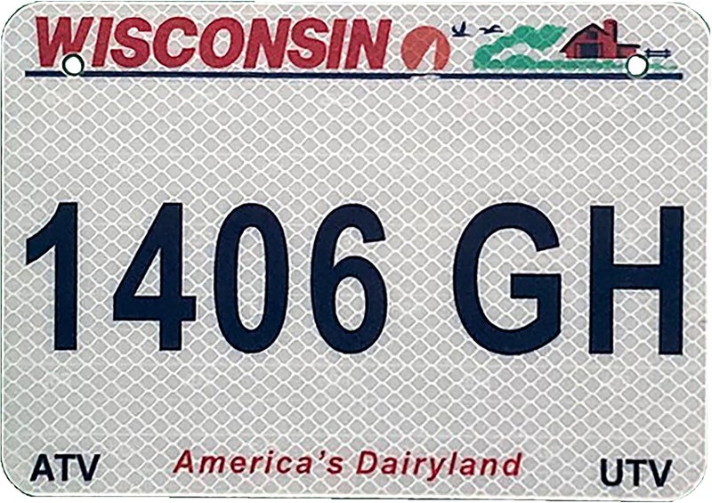 Wisconsin Metal ATV/UTV Reflective Registration Plate